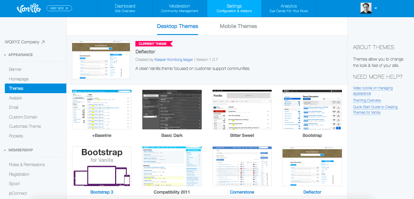 screenshot of Higher Logic Vanilla